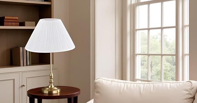 Aspen Creative 33138, Mushroom Pleated Traditional Spider Lamp Shade, Pleated White, 7" Top x 17" Bottom x 13" Slant