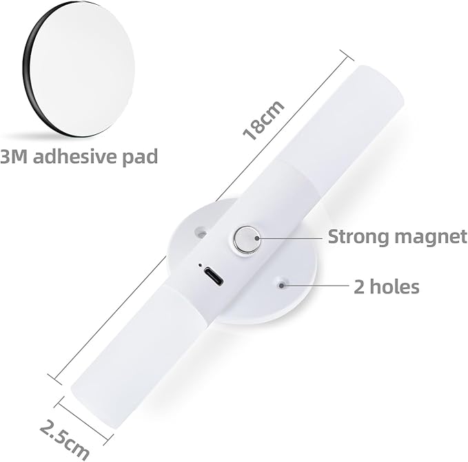 LED Motion Sensor Wall Sconce – Rechargeable Wireless Picture Light with 360° Magnetic Rotation