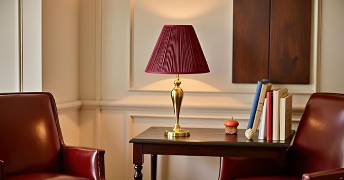 Aspen Creative 33169, Mushroom Pleated Traditional Rich Red Spider Lamp Shade, 6-1/2" Top x 15" Bottom x 11" Slant