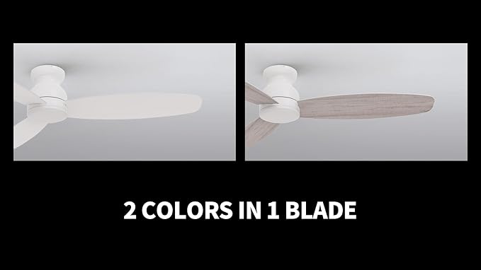 Carro 60 Inch Flush Mount Ceiling Fan without Lights, White Ceiling Fan with Remote Low Profile, 10-Speed Reversible DC Motor, 3 Dual Finish Blades, Indoor for Bedroom