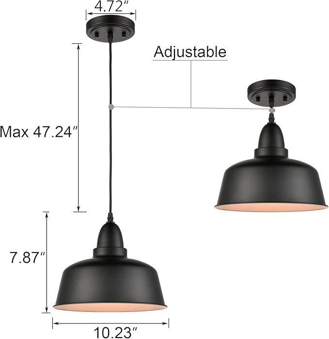 Matte Black Pendant Light 3 Pack Industrial Pendant Lighting for Kitchen Island