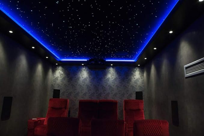 AZIMOM Car Use Bluetooth 6W RGBW LED Fiber Optic Lights Star Ceiling Light Kit APP Remote Controller 450pcs 0.03in 6.5ft Optic Cable Music Mode Sensory Lighting Indoor Home Interior Decoration