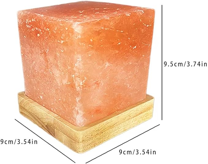 USB Himalayan Warm Light Salt Lamp, Atmosphere Decorative Salt Light with Solid Wood Base, Natural Crystal Rock BedHead Night Lamp, Gift of Handicrafts for Friends.
