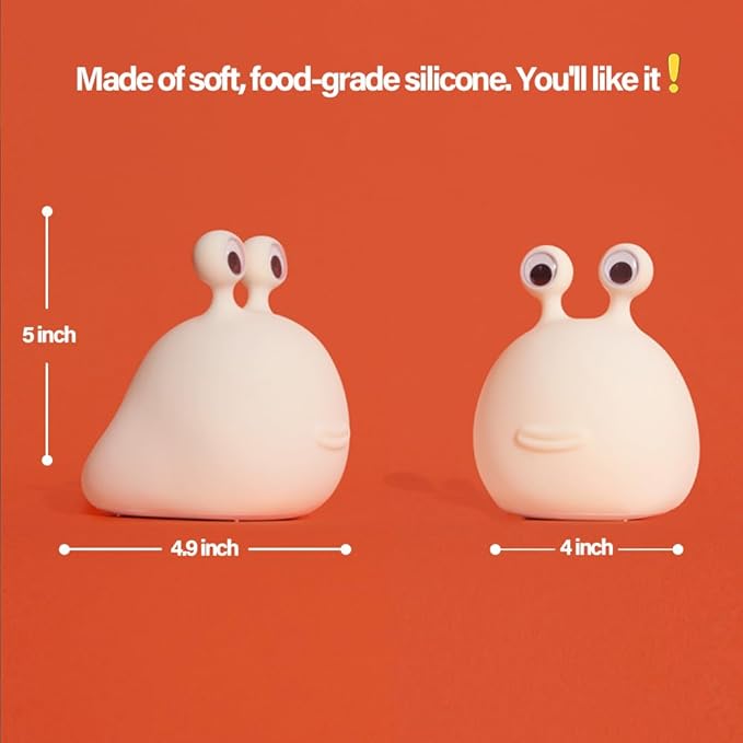 Led Cute Slug Night Light, Dimmable Kawaii Lamps, Super Squishy Silicone USB Rechargeable Touch Control Night Lamp, Used for Camping Party Room Decor (Slug)