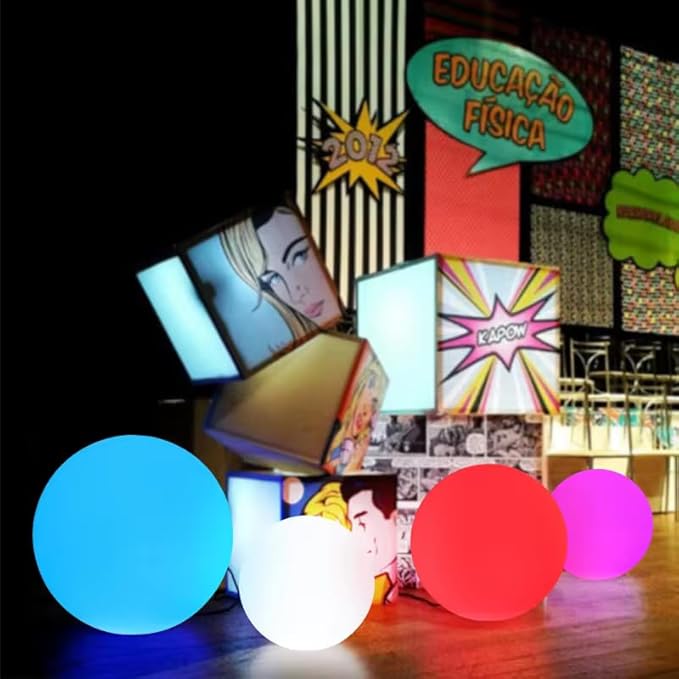 10-Inch LED Ball Light, Rechargeable Dimmable LED Glowing Orb Light w/Remote, 16 RGB Color Changing Globe Floor Lamp, Indoor/Outdoor Waterproof Mood Lamp for Home Lawn Party Pool Decor