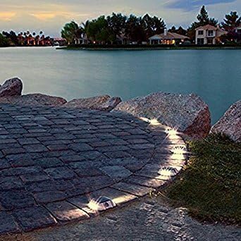Solar Deck Lights 4 Pack LED Dock Lights for Walkway, Stair and Step - Cast Aluminum