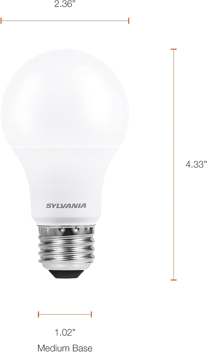 SYLVANIA ECO LED Light Bulb, A19, 100W Equivalent, Efficient 14.5W, 7 Year, 1450 Lumens, Frosted, 5000K, Daylight - 6 Count (Pack of 1) (40884)