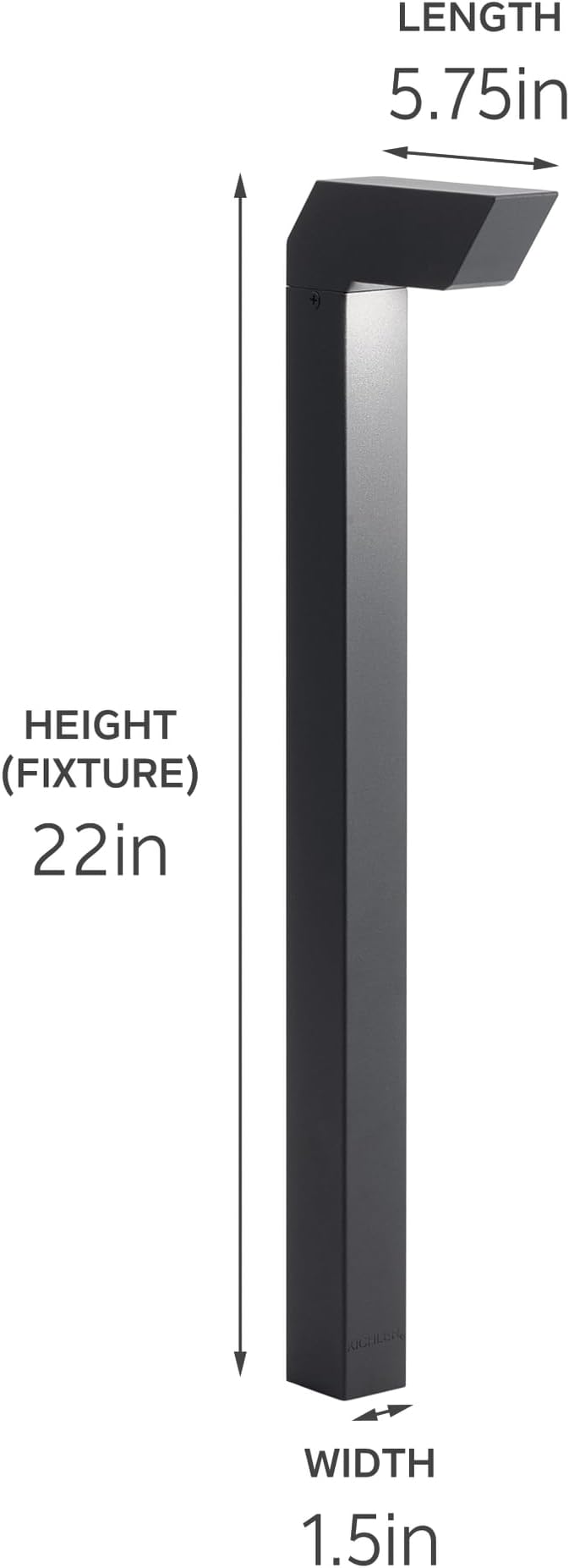 Kichler 12V LED Right Angle Path Light in Textured Black, Outdoor Landscape Lighting, 15846BKT, (1.5" W x 22" H x 5.75" L)