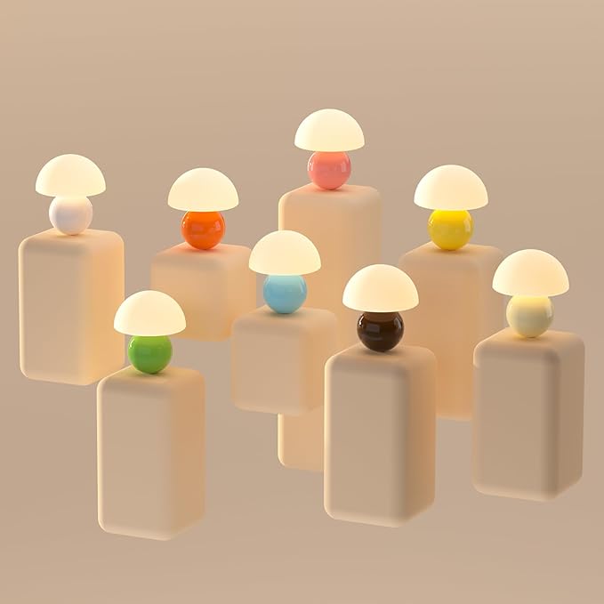 Mushroom Lamp Table Lamp for Bedroom,Desk Bedside Small Lamps for Living Room Night Stands,Mushroom Decor Cute Mini Modern Mid Century Lamps,Unique Aesthetic Home Living Room Decor (Cream)