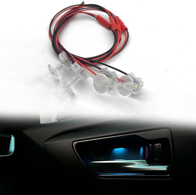 4pcs ICE-Blue Car Door Bowl Light Car Interior Decoration LED Lights With 4mm Holes Transparent Acrylic Lighting Suitable for Use in Trucks Cars SUVs Oil Tankers Toy Cars and Drones