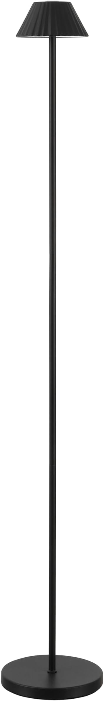 JONATHAN Y 44" Black Modern Rechargeable Cordless LED Floor Lamp for Patio, Dimmable Minimalist Indoor Outdoor Standing Light, Pleated Iron Shade, Touch Sensor (JYL7168D)