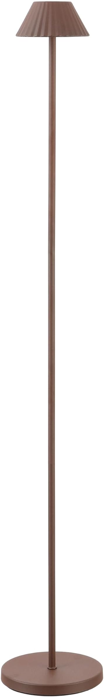 JONATHAN Y 44" Brown Modern Rechargeable Cordless LED Floor Lamp for Patio, Dimmable Minimalist Indoor Outdoor Standing Light, Pleated Iron Shade, Touch Sensor JYL7168A