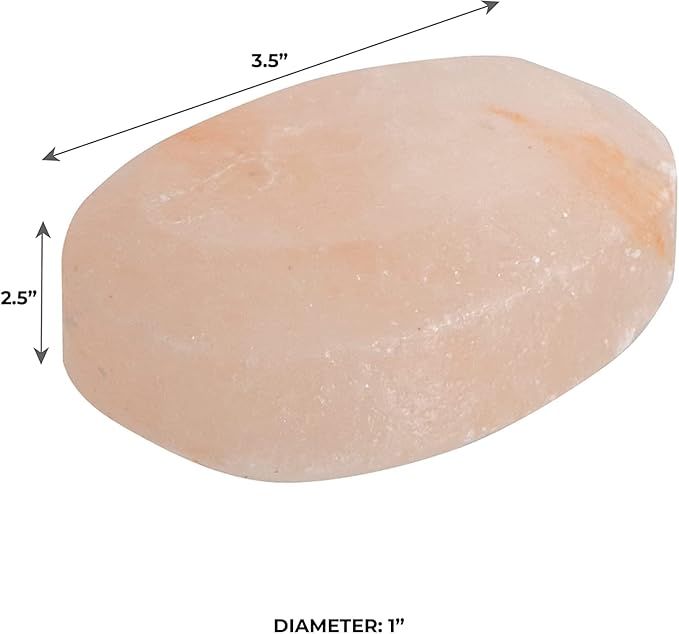 Flat Oval Massage Stone, Pink Crystal Hand-Carved Stone for Massage Therapy, Deodorant and Salt and Sugar Scrubs, 2.5” W x 3.5” L x 1” D