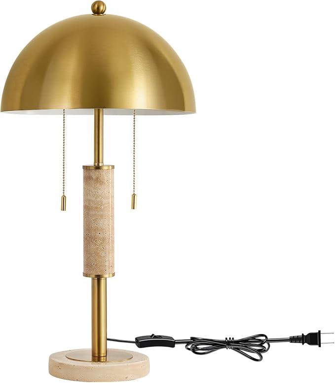 KAISITE Gold & Travertine Table Lamp
