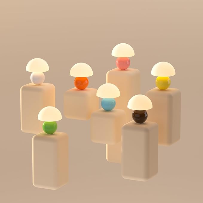 Mushroom Lamp Table Lamp for Bedroom,Desk Bedside Small Lamps for Living Room Night Stands,Mushroom Decor Cute Mini Modern Mid Century Lamps,Unique Aesthetic Home Living Room Decor(Coffee)