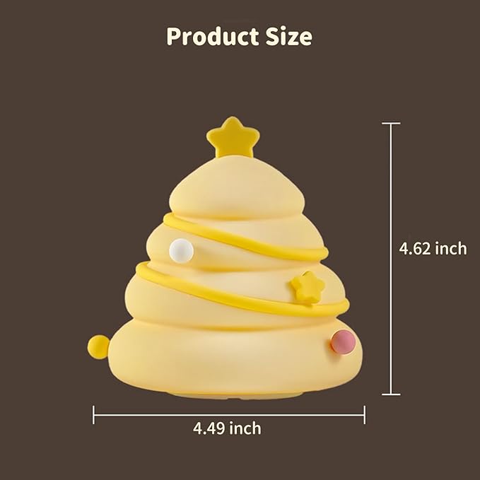 Xmas Tree Night Light, Cute LED Lamp, Silicone Dimmable Nursery Nightlight for Kids, Rechargeable Bedside Touch Lamp, Funny Office Desk Light and Home Decor(Xmas Tree)…