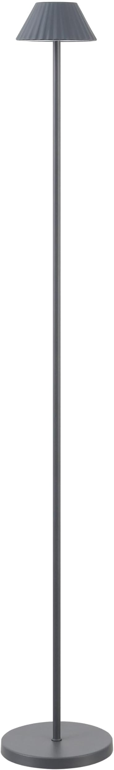 JONATHAN Y 44" Gray Modern Rechargeable Cordless LED Floor Lamp for Patio, Dimmable Minimalist Indoor Outdoor Standing Light, Pleated Iron Shade, Touch Sensor (JYL7168C)