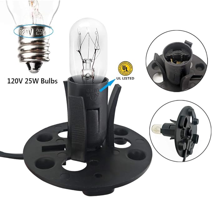 haraqi Himalayan Salt Lamp Cords (6ft) with Dimmer Switch,Original Replacement Cords with Base Assembly(3.34 Inches) and 25 Watt E12 Bulbs for Salt Rock Lamp Cord 2 Set