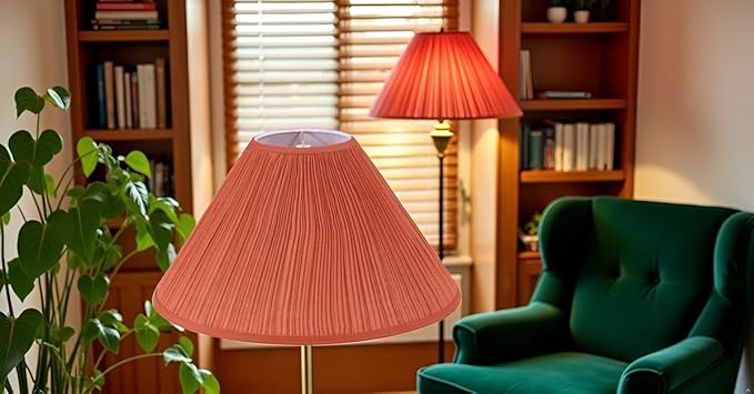 Aspen Creative 33020 Hardback Empire Spider Lamp Shade, Mushroom Pleated in Orange Red Faux Silk Fabric, 6" Top x 19" Bottom x 12" Slant Height