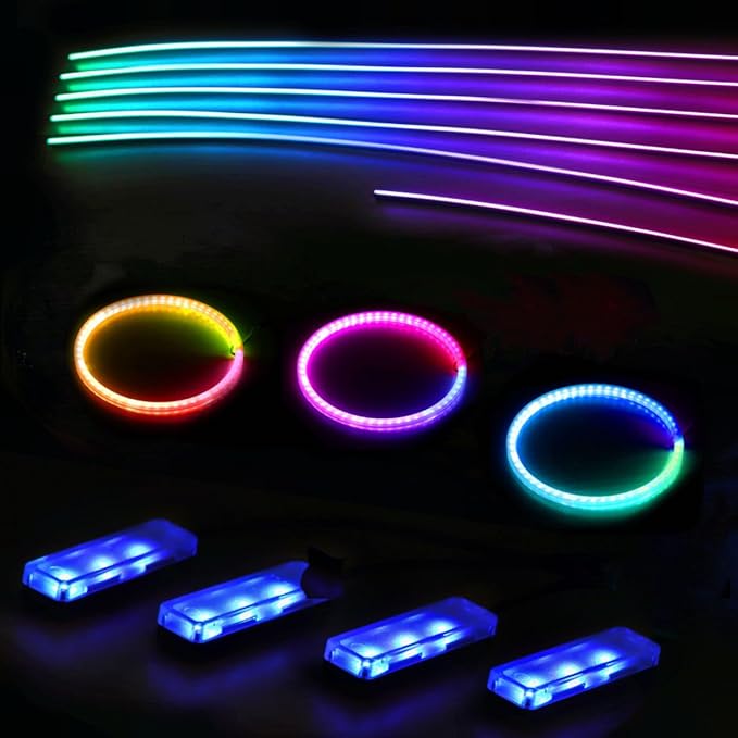 Acrylic Interior Car LED Strip Lights,dreamcolor 6-in-1 Car Ambient Lighting Kit, with APP Control, 622 LED Fiber Optic Strip Lights for Cars,Supports Neon Sync with Music DIY Mode.