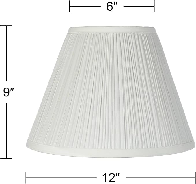 6" Top x 12" Bottom x 9" Slant Lamp Shade Replacement Medium Ivory Empire Round Traditional Pleated Spider Harp Finial - Springcrest