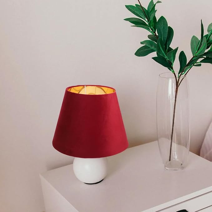 DOITOOL E27 Lamp Shade for Table Lamp, Red Lamp Shade, Barrel Cloth, Small s for Floor Light Ceiling Light Covers, Replacement for Bedroom Living Room Decor