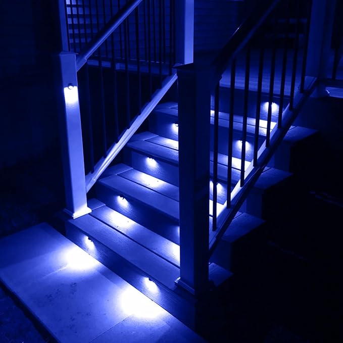 Recessed LED Deck Lighting Kits DC12V Low Voltage F1.38 Waterproof IP 65,In Ground Lights for Steps,Stair,Patio,Floor,Pool Deck,Kitchen,Outdoor Landscape Lighting (1pcs,Blue)