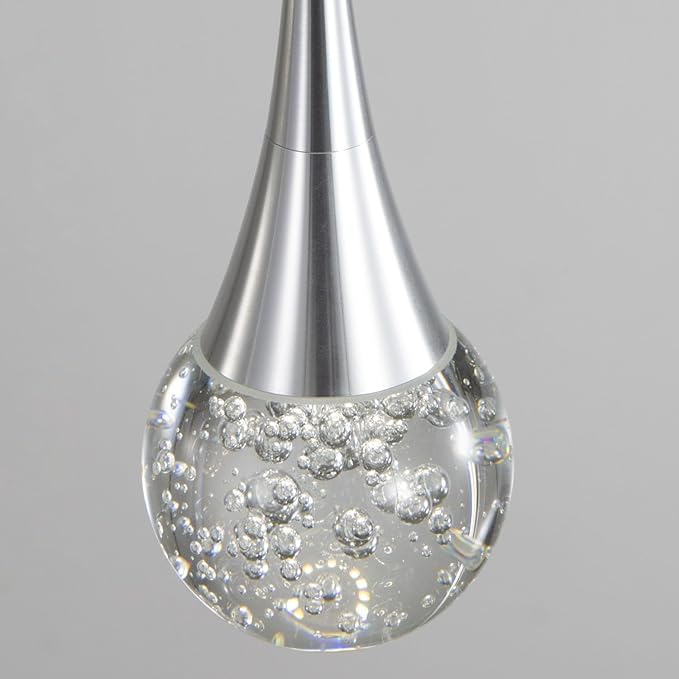 3-Lights Modern Pendant Lights for Kitchen Island LED Dimmable Crystal Glam Ceiling Pendant Lighting Chandelier for Dining Room Hallway Bedroom Corner Lamp Brushed Nickel