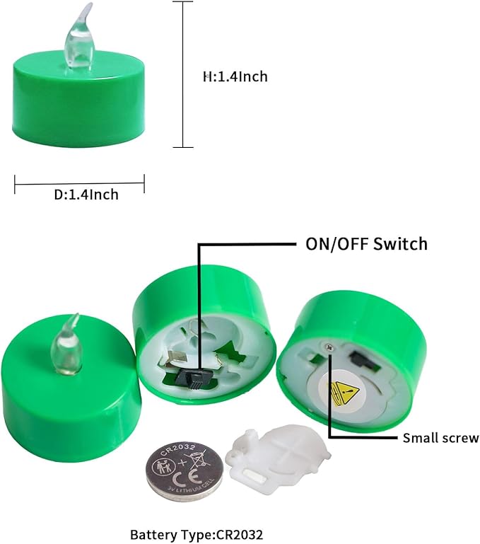 LANKER 24 Pack LED Tea Lights Candles, Flickering Green Flameless Tealights, Long Lasting Battery Operated Fake Candles, Decoration for Halloween and Christmas (Green - 24pcs)