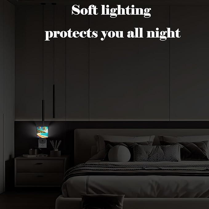 Seaside Town Night Light,Plug Into Wall Decor for Stairway,Hallway,Kitchen,Dusk to Dawn Sensor Nightlights for Boys/Girls/Women/Men Room Gifts
