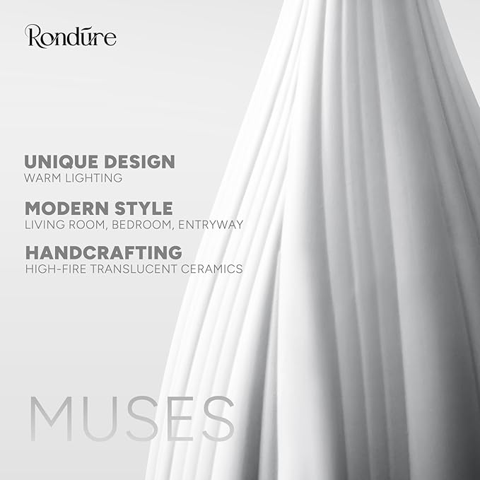 RONDURE 20.6" Modern Ceramic Table Lamp, Modern Bedside Lamps for Bedroom, Living Room and Nightstand, White Translucent Ceramic Shade, Warm Ambient Lighting, Home Decor