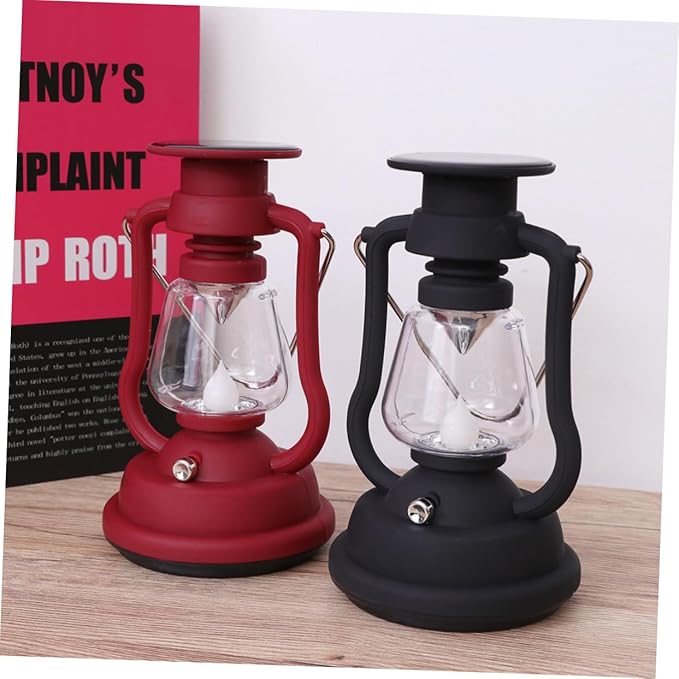 USB Rechargeable Solar Retro Camping Lantern Portable Hand-Powered Light for Hiking Emergency Use and Outdoor Activities Black