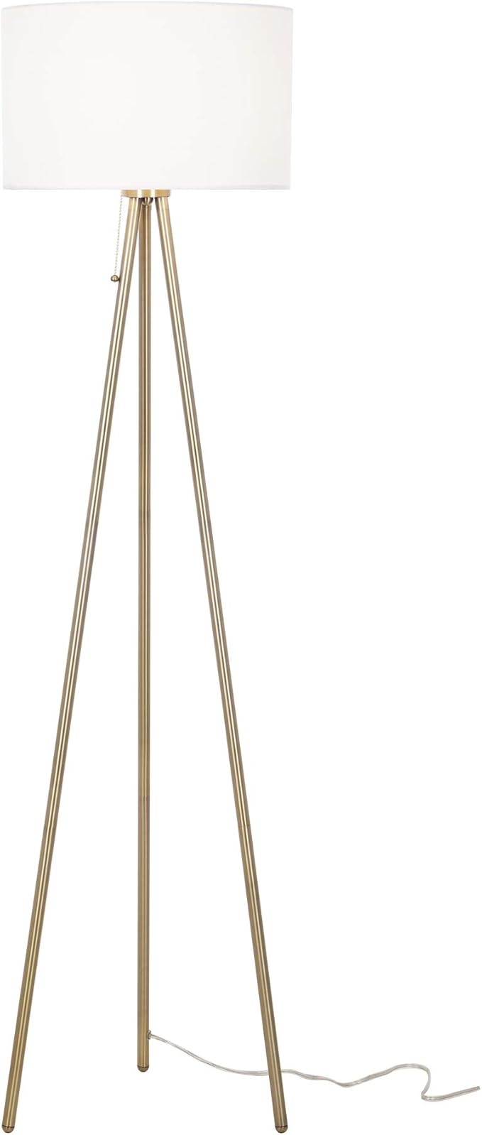 Catalina Lighting 22965-000 Mid-Century Modern Tripod Floor Lamp, Standing Lamp, Living Room Floor Light, LED Bulb NOT Included, 61.25", Antique Brass