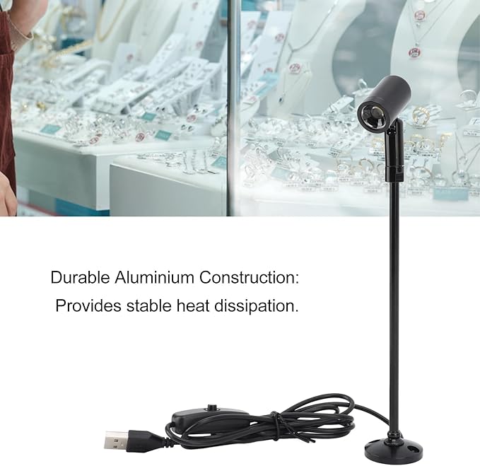 Garosa LED Standing Cabinet Spotlight USB Powered Adjustable Table Accent Light for Artwork Jewelry Display Showroom Gallery Cabinet Shelves(Warm Light)