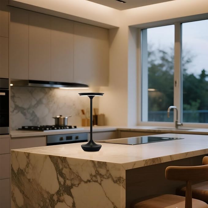 Rechargeable Cordless Table Lamp,Portable Outdoor Battery Operated LED Table Light Touch Control 3 Color Dimmable for Bedroom, Patio, Cofee,Dining Home,Restaurant&Living Room-Black