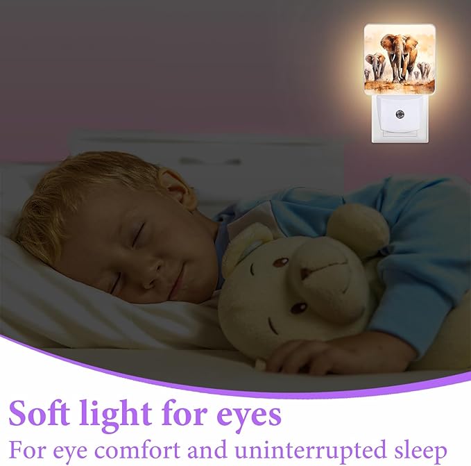 African Elephant Night Light,Plug-in Night Lights with Dusk-to-Dawn Sensor for Bedroom,Bathroom and Living Room Sleep Friendly lamp 0.5w