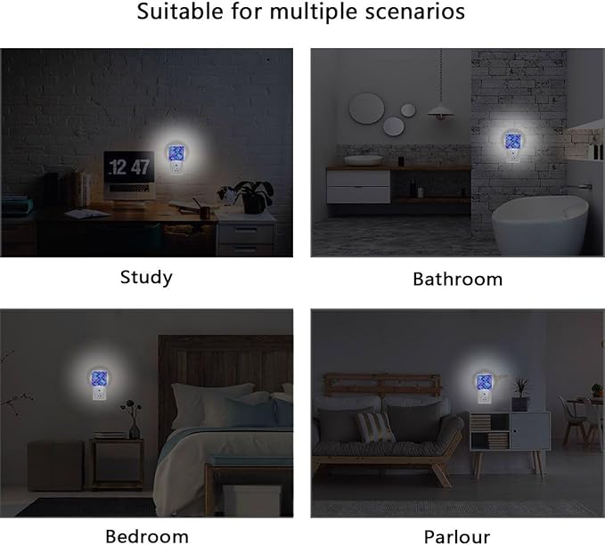 Vdsrup Mermaid Scales Night Light Set of 2 Rainbow Galaxy Plug-in LED Nightlights Auto Dusk-to-Dawn Sensor Lamp for Bedroom Bathroom Kitchen Hallway Stairs