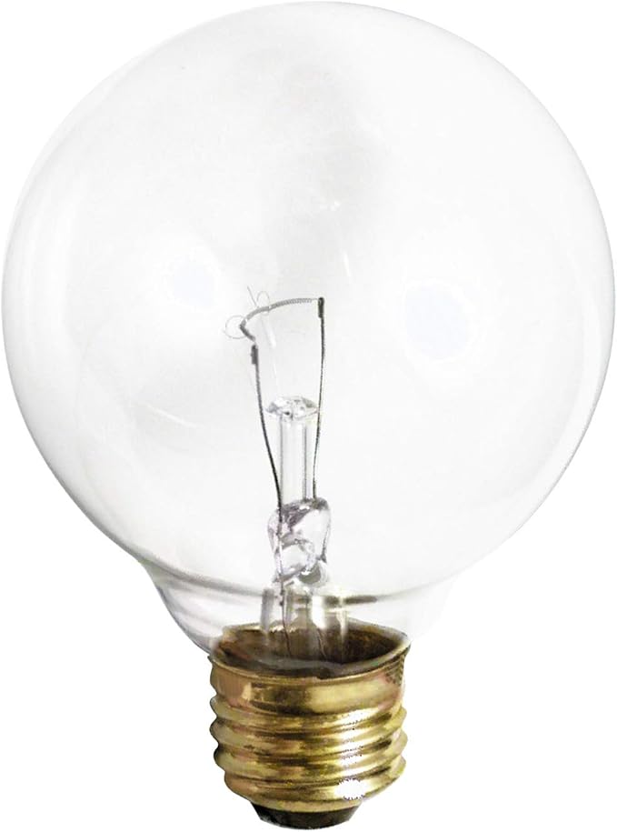 (4 Pack) G25 Globe Light Bulbs – 25W Incandescent, 2700K Soft White, E26 Base, Dimmable – Crystal Clear Vanity Bulbs for Bathroom, Mirror, Pendant Fixtures