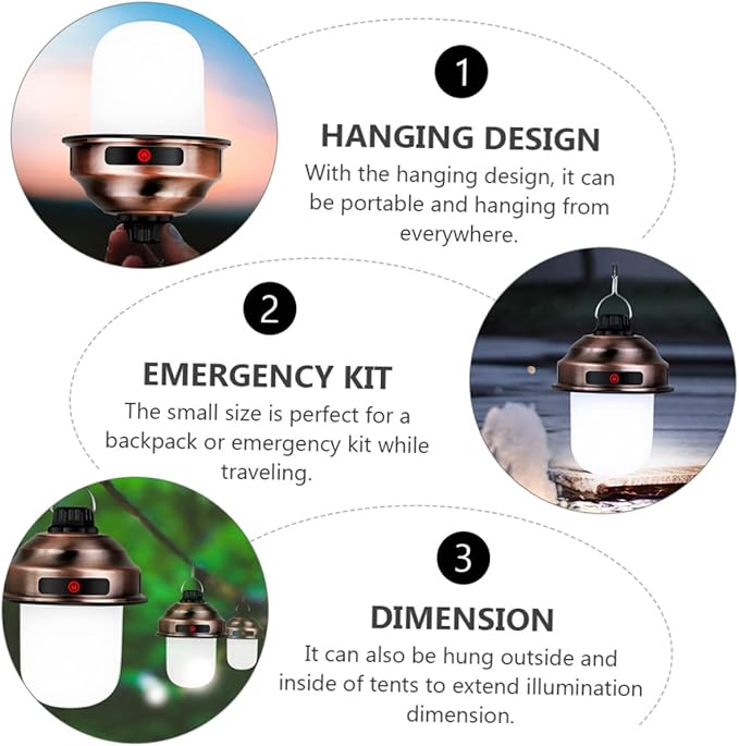 1pc Retro Led Camping Lamp Portable Outdoor Rechargeable Lantern for Tent Hiking Fishing and Emergency Use Lightweight Convenient Hanging Design for Camping Adventures