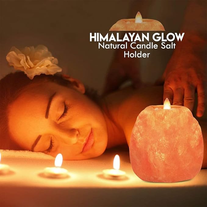 Himalayan Glow Salt Candle Holders, Home Décor Gift – Pink Salt Candle Lamp - 2 Pack
