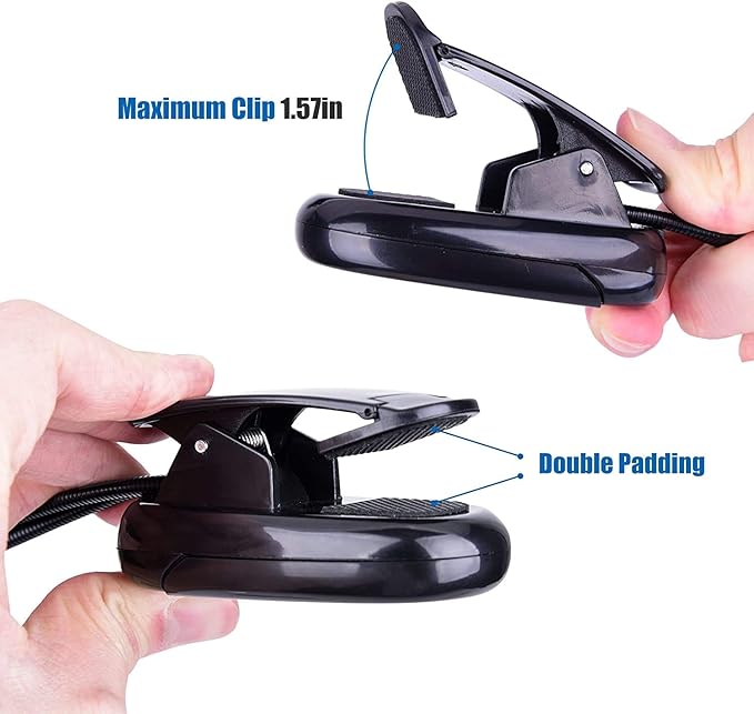 TEECOO 4 Pack Music Stand Lights, Eye Caring Clip-on Piano Light, USB & AAA Battery Operated, LED Book Reading Lamps, 4 Brightness, Ideal for Musician, Piano, Orchestra, Guitar, Travel (Dual Arm)