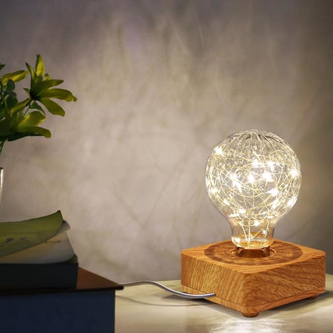 LED Wooden Atmosphere Desk Lamp USB Rechargeable Warm Light Decorative Indoor Table Lamp for Bedroom Office Portable Elegant Night Light with Soft Glow for Cozy Ambiance