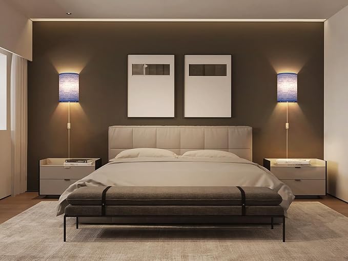 Yunaking Plug-In Wall Sconces Set of 2, 3-Color LED Light