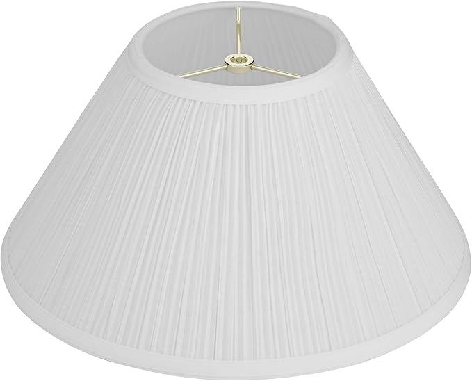 White Mushroom Pleated Large Lamp Shade 6" Top x 14" Bottom x 8" Slant (Spider) Replacement with Harp and Finial - Springcrest