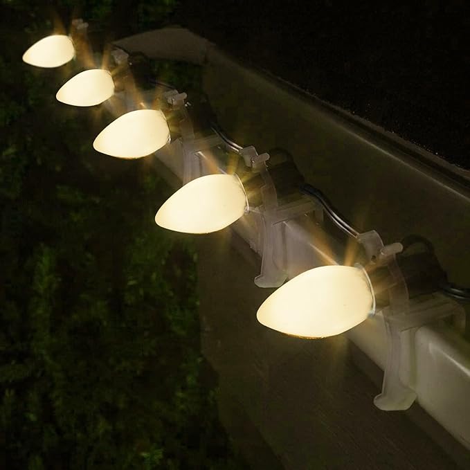 C7 Christmas Replacement Light Bulbs - C7 5W Vintage Ceramic White Bulbs, C7 E12 Candelabra Base for Christmas String Light (25 Pack)