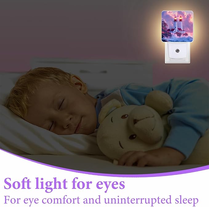 Sunset Lighthouse Night Light,Night Lights Plug into Wall,Led Lamp for Stairway/Hallway/Bedroom 0.5W Nightlight Sleep Friendly