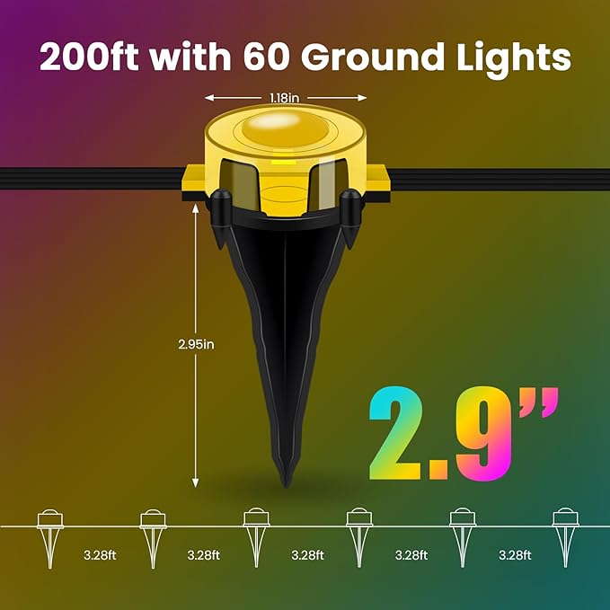 Wisada 200 FT Smart RGB Outdoor Ground & Eave Lights, IP67
