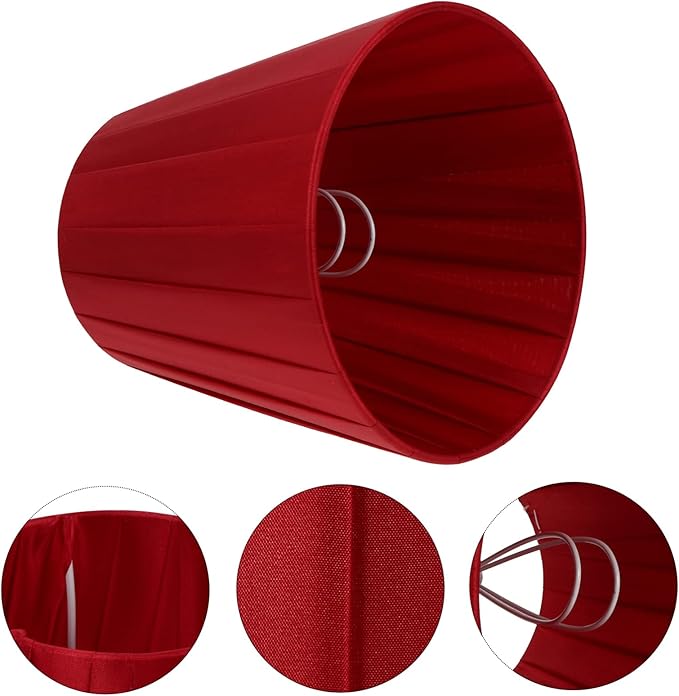 1pc Cloth Lampshade Pleated Lamp Shade Clip On Bulb Light Covers Lamp Shade for Bedroom Table Lamp Floor Light, Red