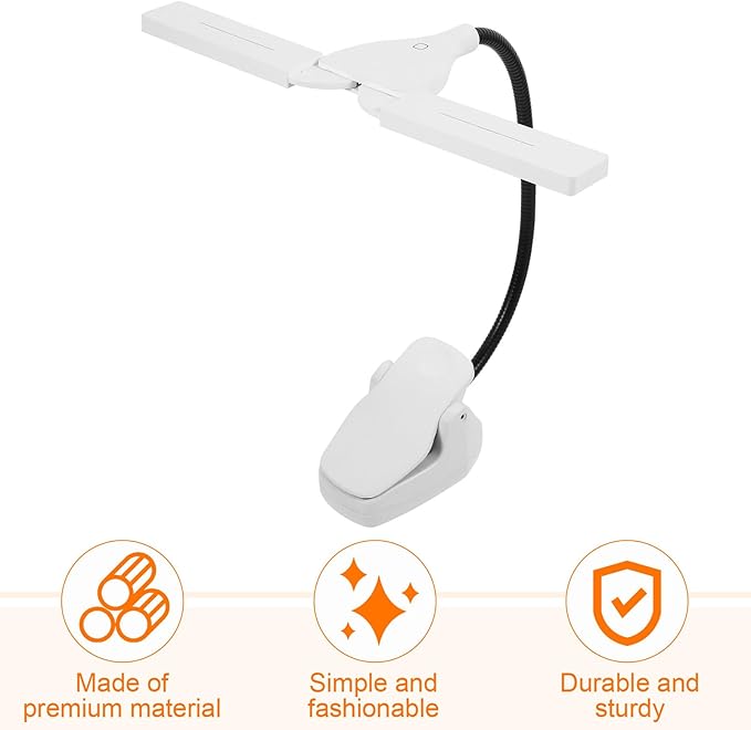 LED Rechargeable Clip-on Music Stand Light for Piano with Flexible Neck, Dimmable LED Lamp for Upright Piano and Book Reading, Portable Eye-Caring Desk Light for Random Color