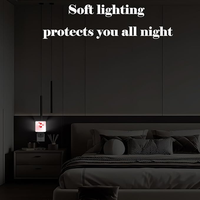 Pink Candy Heart Balloons Night Light,Plug-in Night Lights with Dusk-to-Dawn Sensor for Stairway,Hallway,Bedroom Sleep Friendly Ideal for Women/Girls/Boys Gift,0.5w